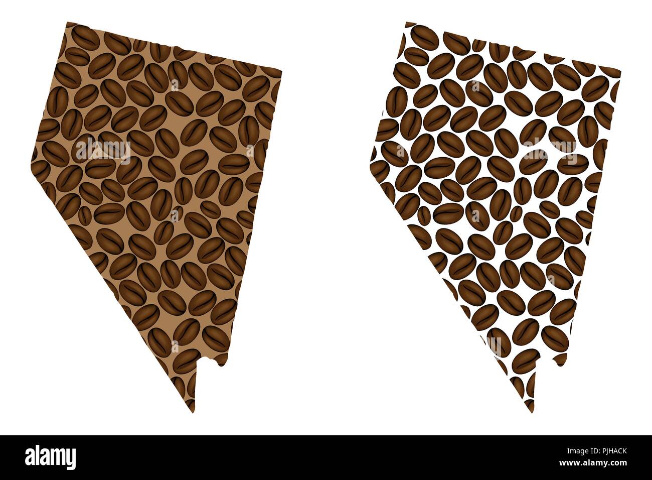 Nevada (United States of America) map of coffee bean, Nevada map made