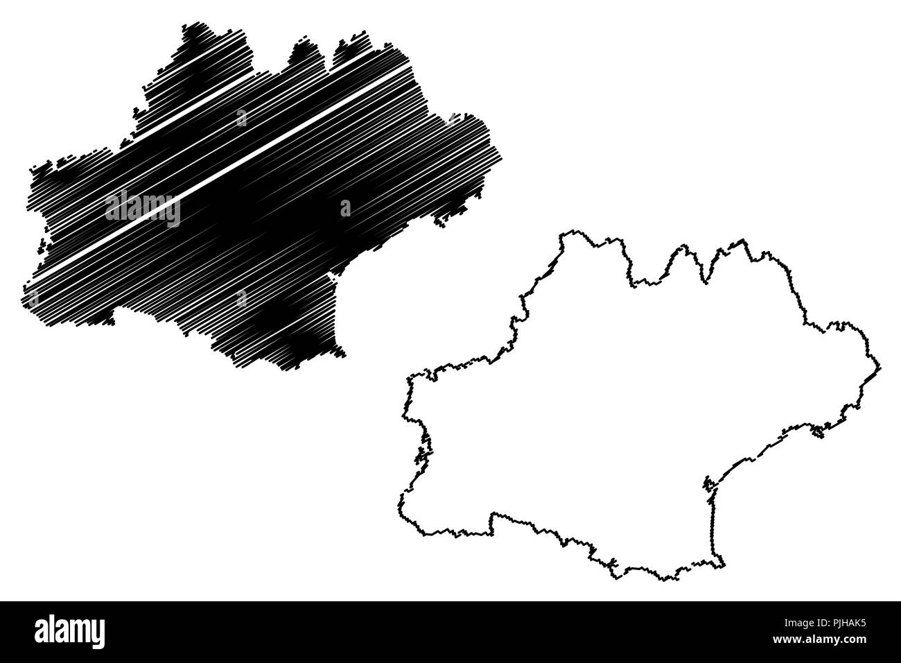 Occitanie (France, administrative region) map vector illustration, scribble sketch Occitania map Stock Vector