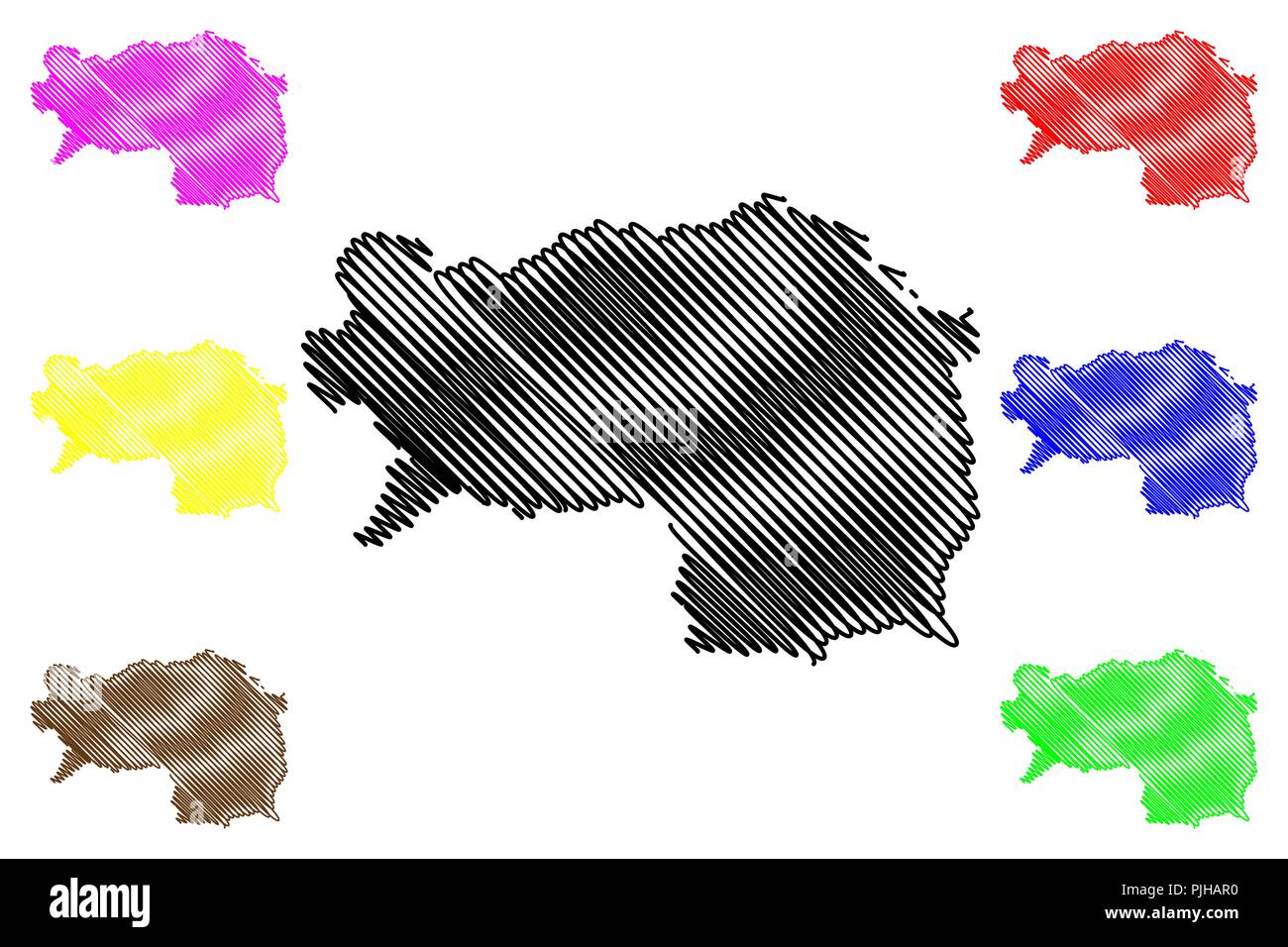 Styria (Republic of Austria) map vector illustration, scribble sketch Styria map Stock Vector