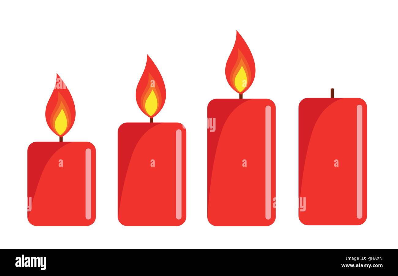 three red lighted advent candle white background vector illustration EPS10 Stock Vector