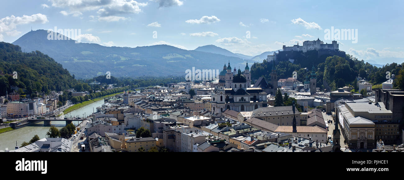 Panoramic view of the city of Salzburg, Austria Stock Photo