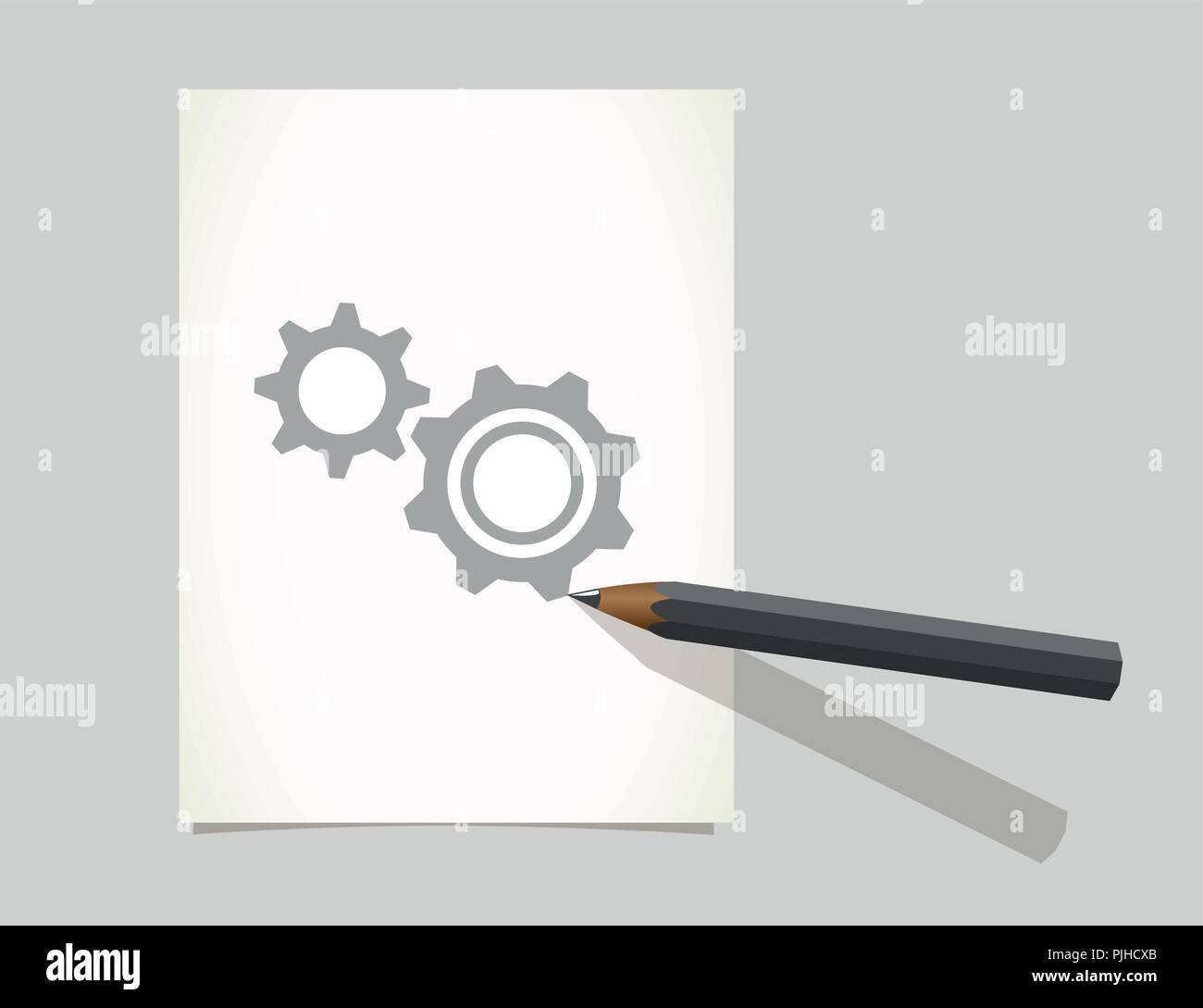 gray gear wheels on white paper vector illustration EPS10 Stock Vector