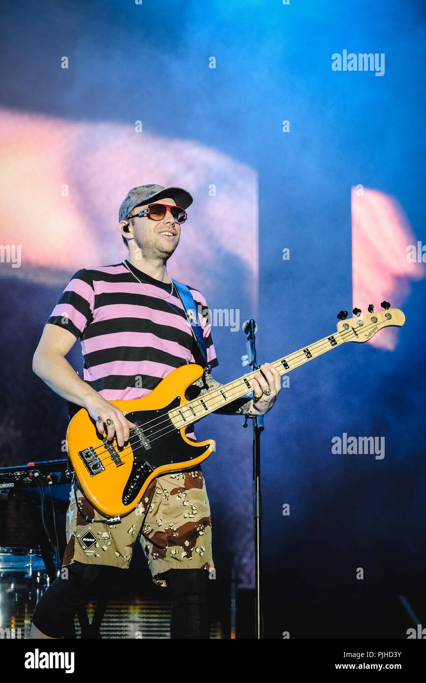 Switzerland, Zurich August 22, 2018. The American rock band Imagine Dragons performs a live