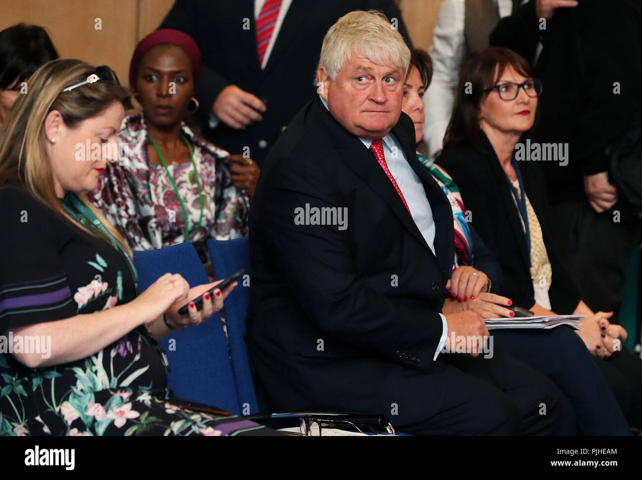 Business man Denis O'Brien attends a Concern Worldwide conference in Dublin. Stock Photo
