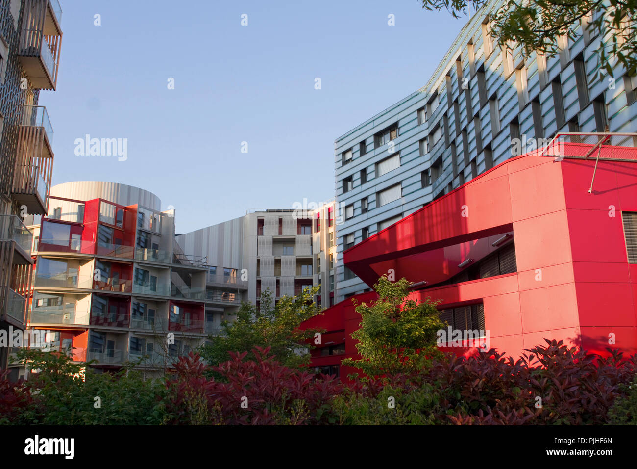 France, Paris, Parc Clichy-Batignolles-Martin Luther King, new buildings of an eco-district Stock Photo