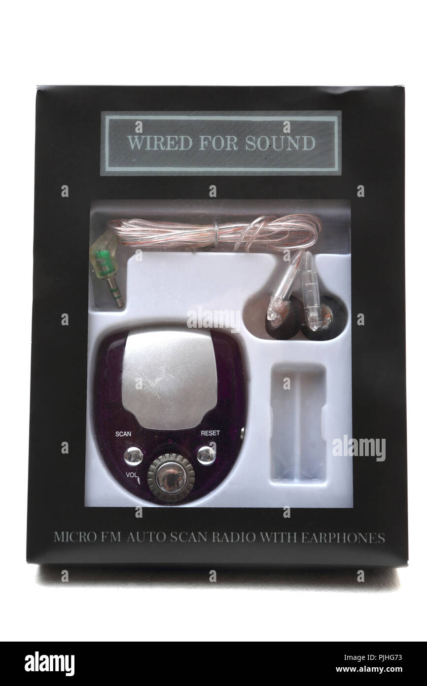 Micro FM Auto Scan Radio with Earphones Stock Photo Alamy