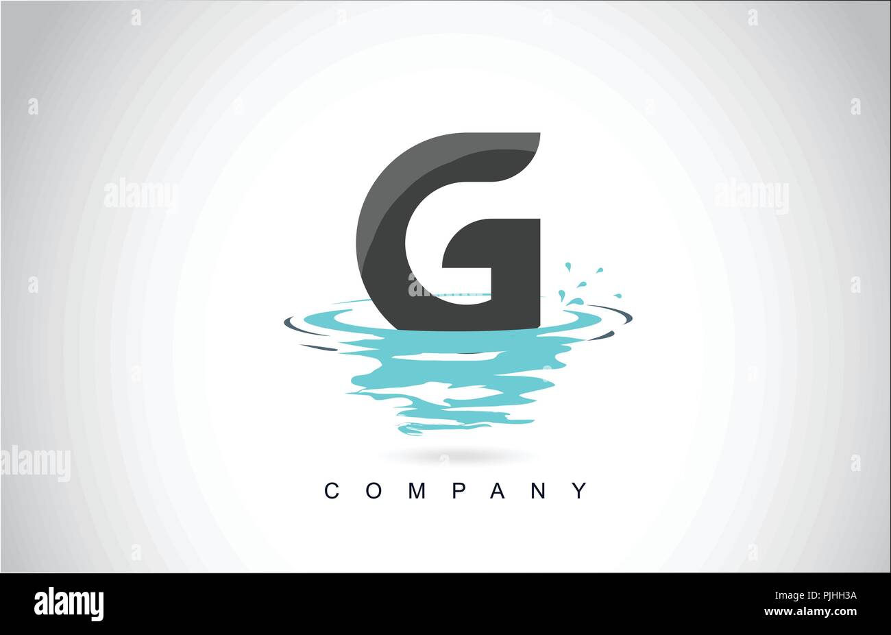 G Letter Logo Design with Water Splash Ripples Drops Reflection Vector Icon Illustration. Stock Vector