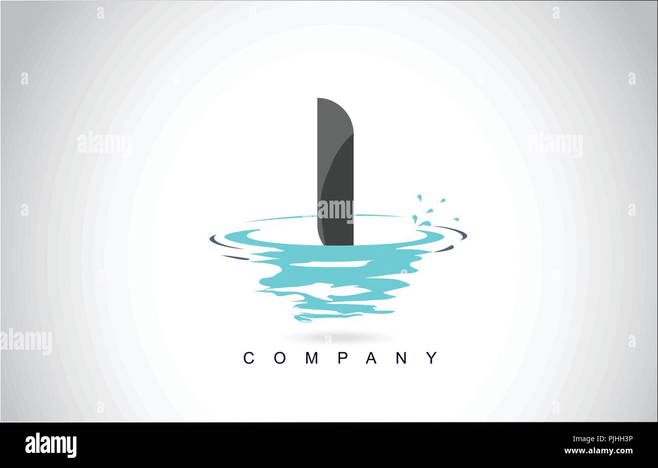 I Letter Logo Design with Water Splash Ripples Drops Reflection Vector ...