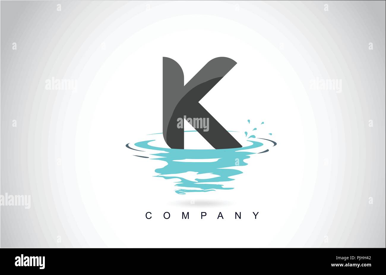 K Letter Logo Design with Water Splash Ripples Drops Reflection Vector Icon Illustration. Stock Vector