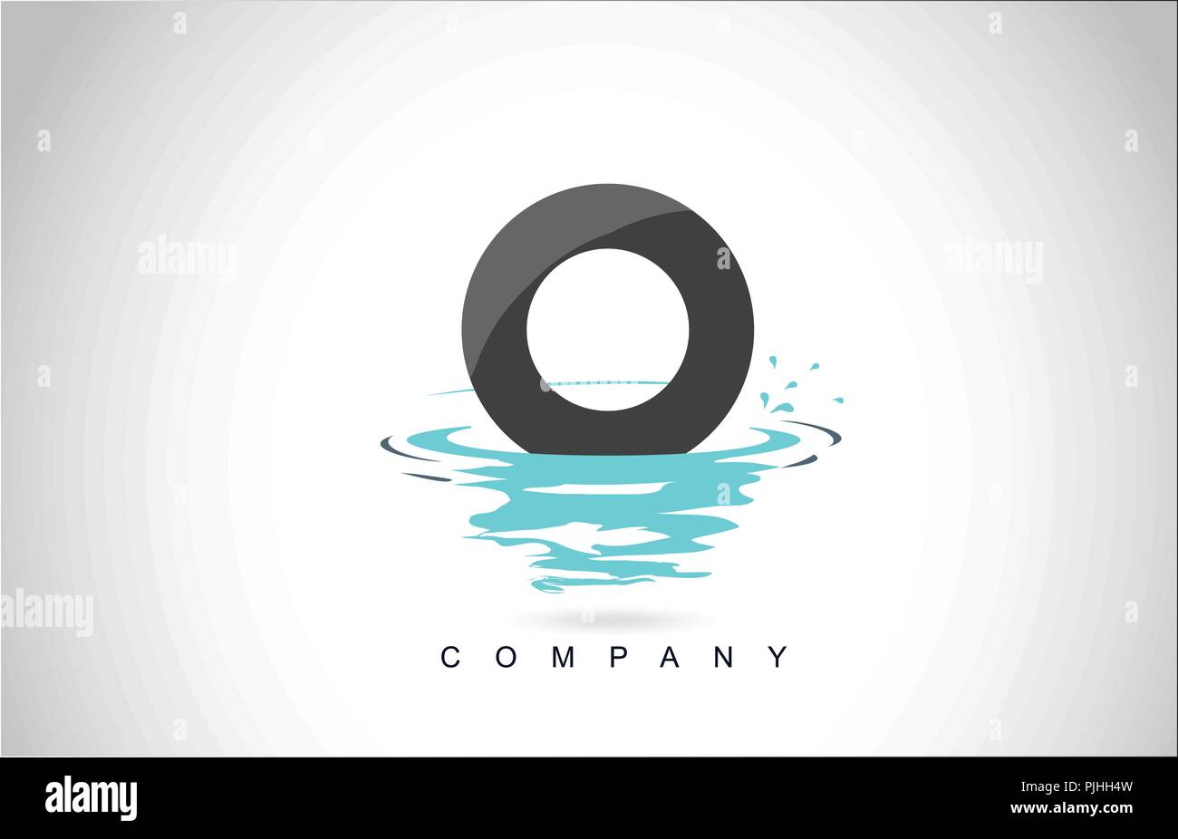 O Letter Logo Design with Water Splash Ripples Drops Reflection Vector Icon Illustration. Stock Vector