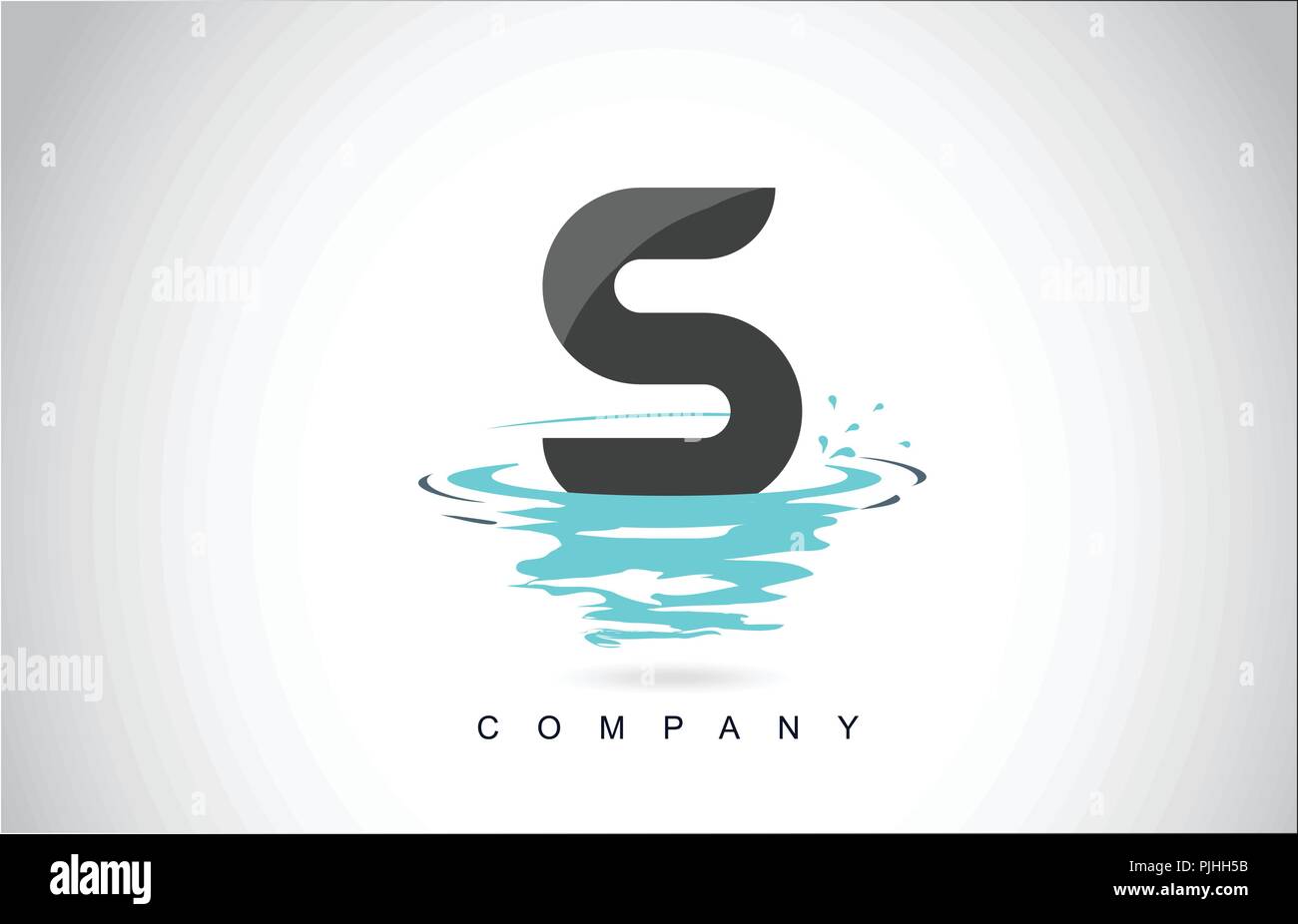 S Letter Logo Design with Water Splash Ripples Drops Reflection Vector ...