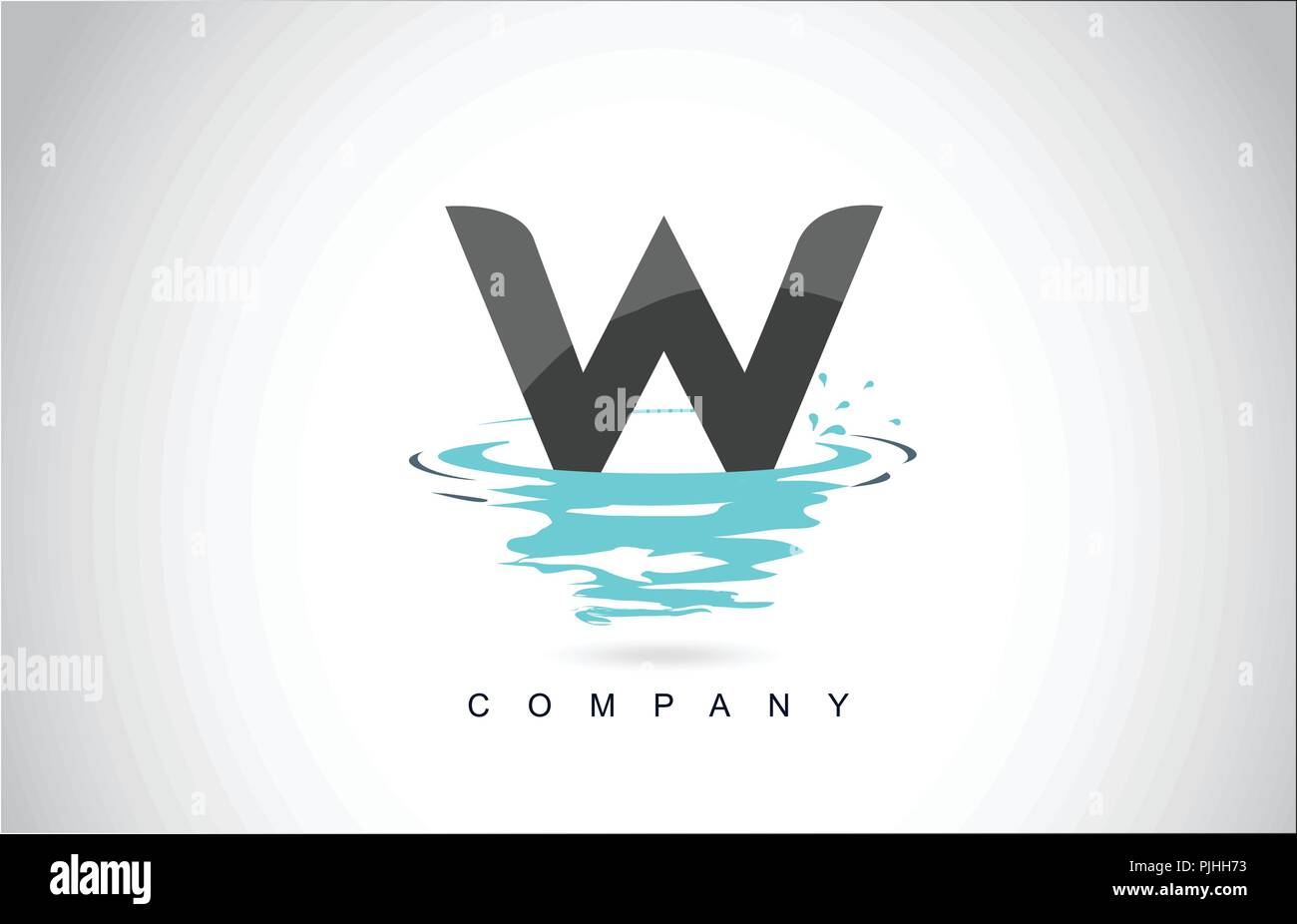 W Letter Logo Design with Water Splash Ripples Drops Reflection Vector ...
