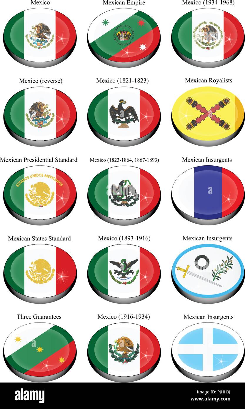 Set Of Icons Flags Of The Mexico Stock Vector Image Art Alamy