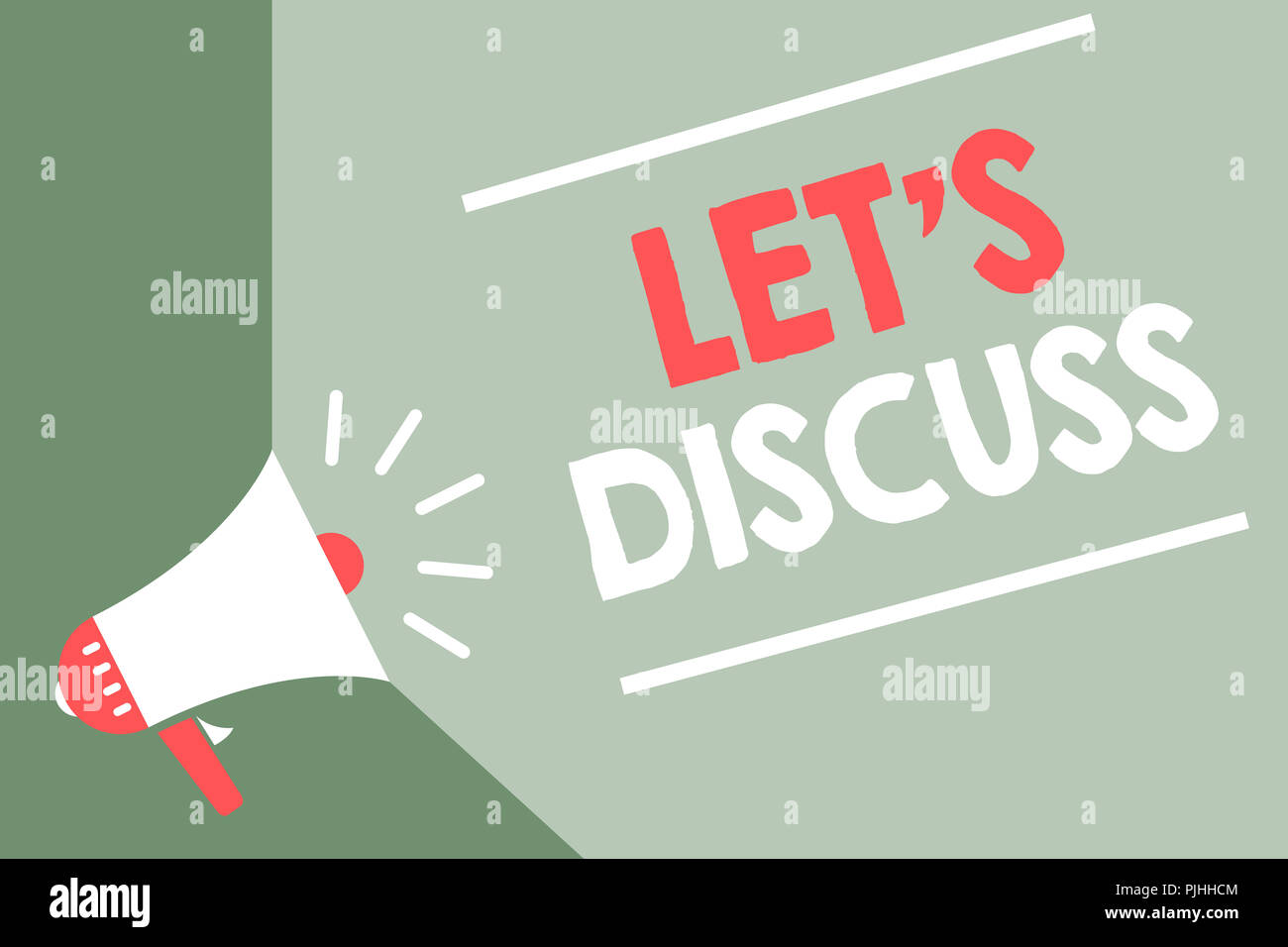 Handwriting Text Let S Is Discuss Concept Meaning Permit To Talk Open Up Go Over A Topic Chat Sharing Megaphone Loudspeaker Green Background Importan Stock Photo Alamy