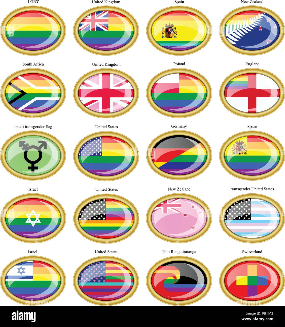 Set of icons. LGBT (gay) flags. Stock Vector