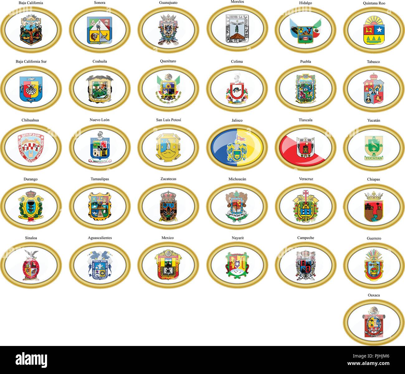 Set of icons. Flags of the Mexico. Stock Vector