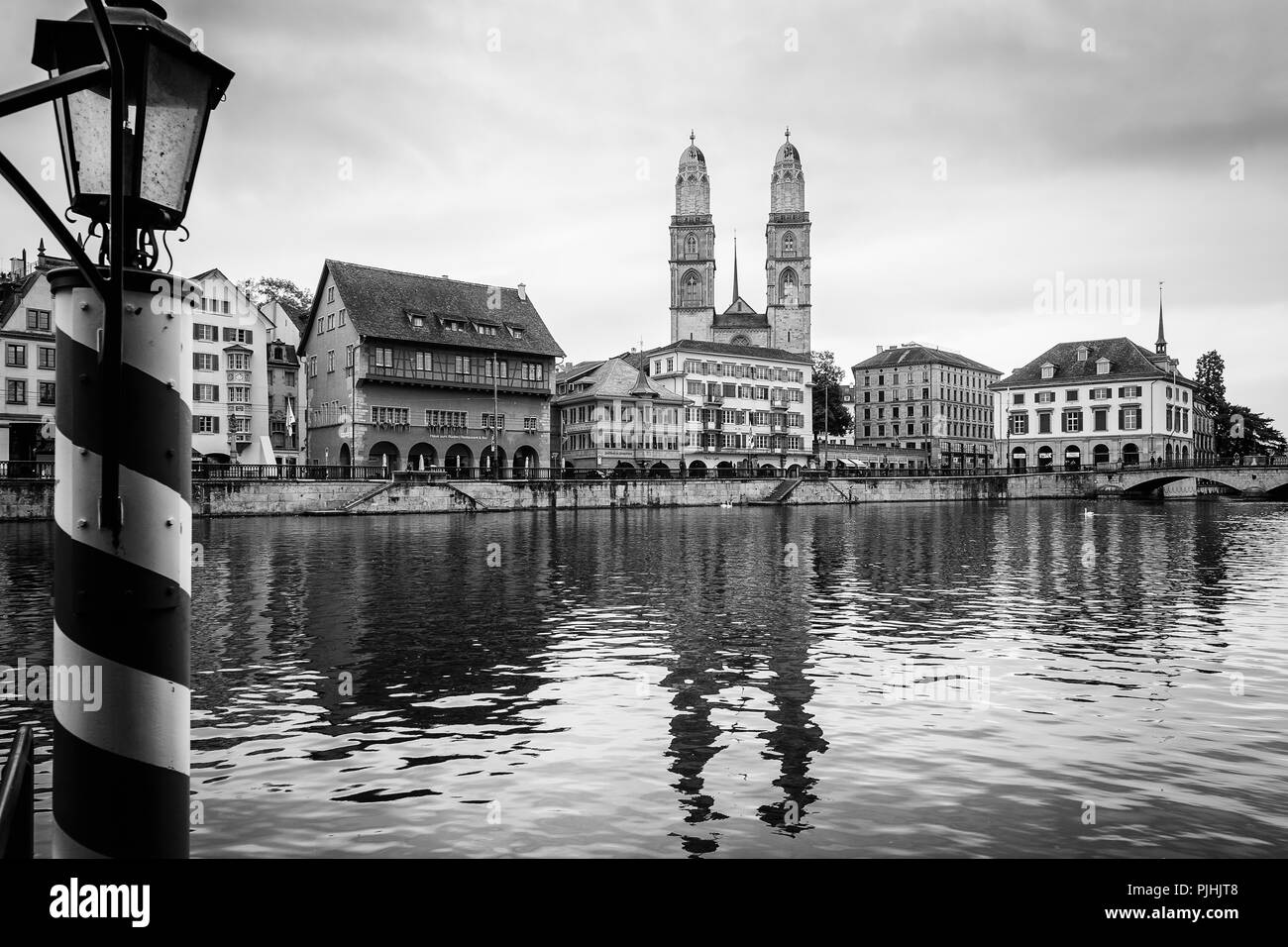 Pier on the Limmat river, Zurich, Switzerland Stock Photo Alamy
