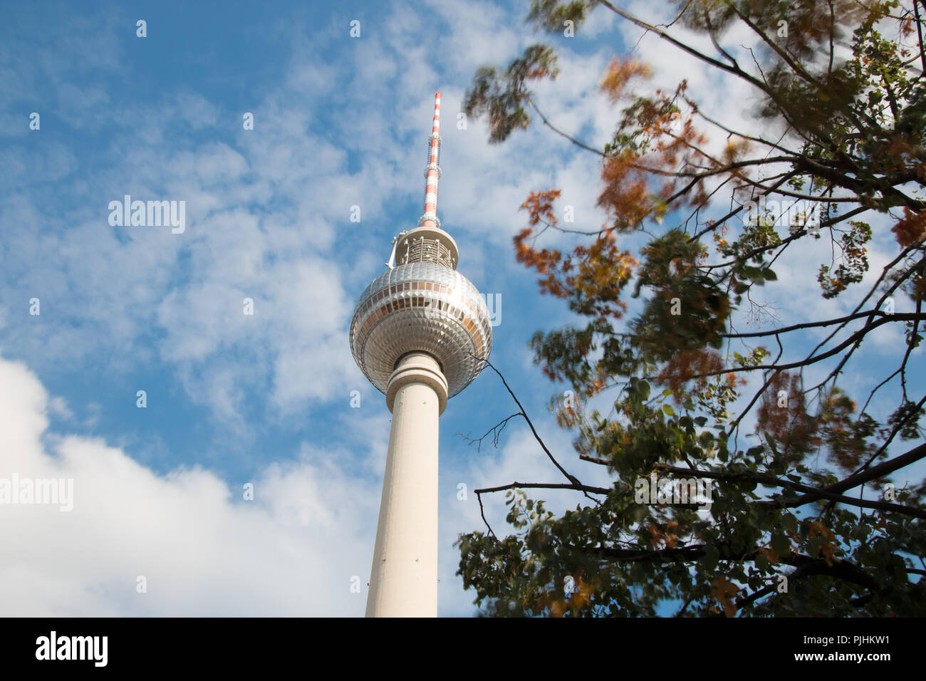Berlin, Germany - September 5, 2018: View of the television tower, landmark of Berlin, Germany. Stock Photo