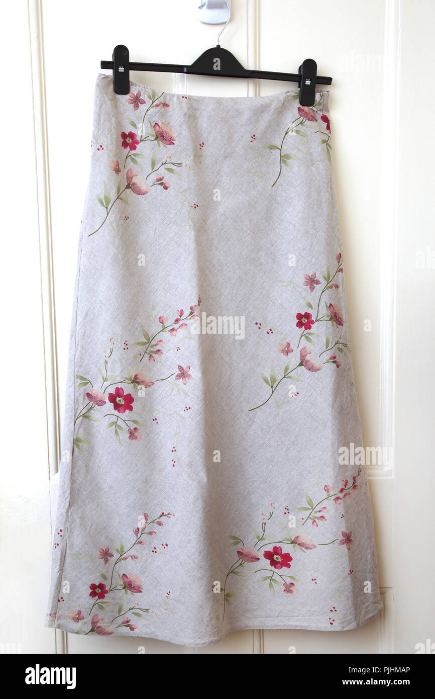 Linen Skirt with floral pattern part of 3 piece set Stock Photo