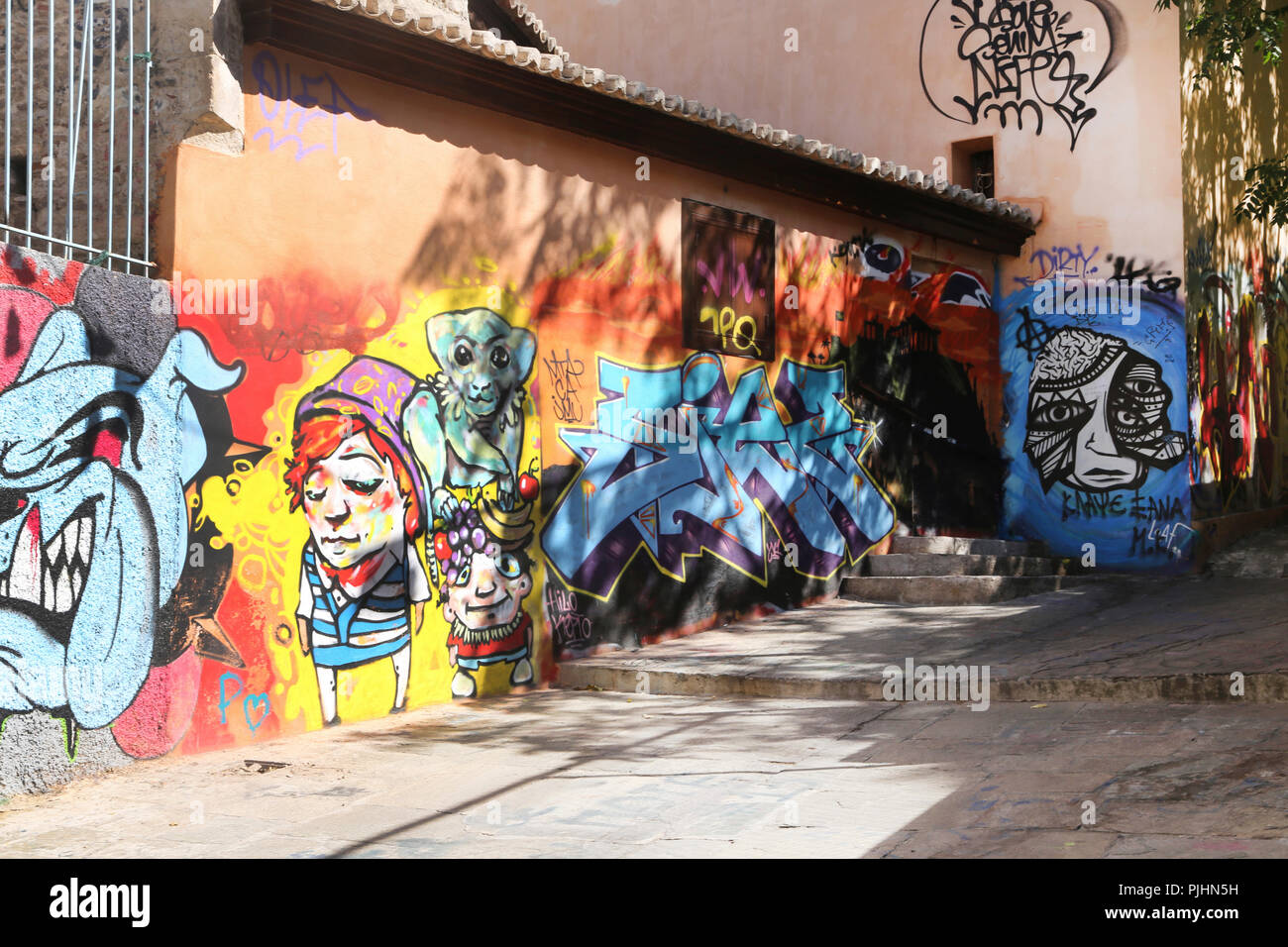 Plaka Athens Greece Street Scene Graffiti Street Art Stock Photo