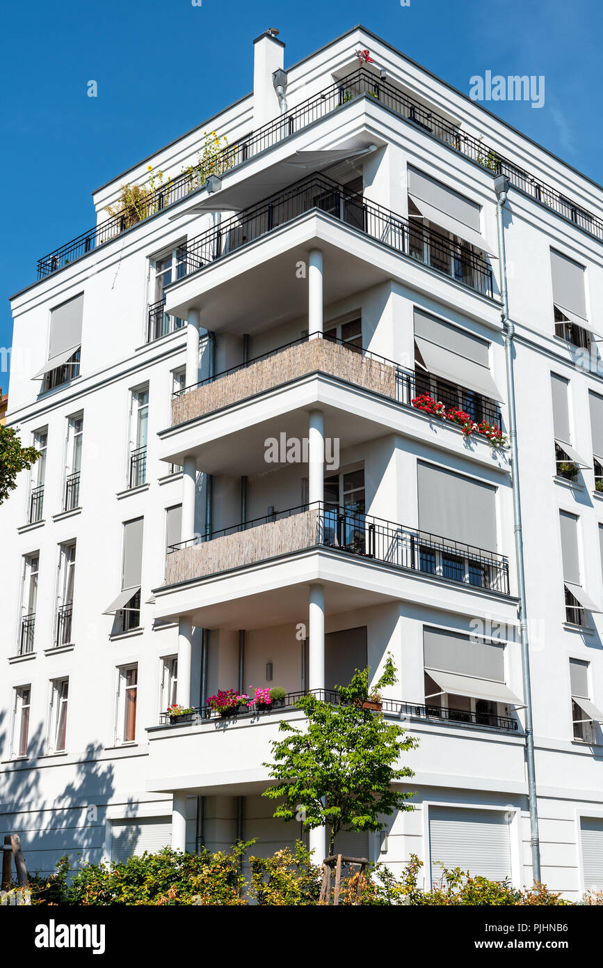 White apartment house seen in Berlin, Germany Stock Photo - Alamy