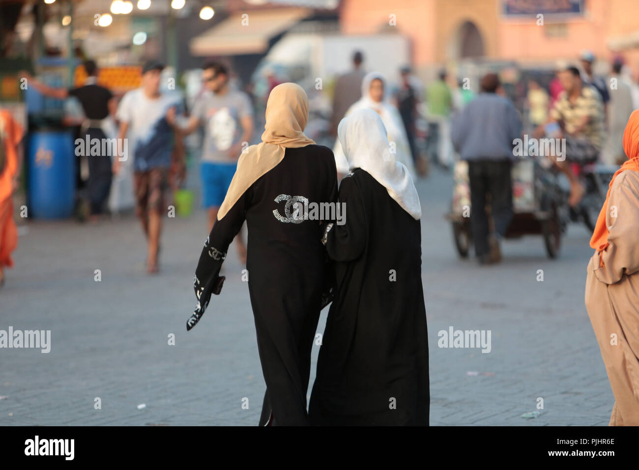 Moroccan wearing a chador with "Chanel" logo. Marrakech. Morocco Stock  Photo - Alamy