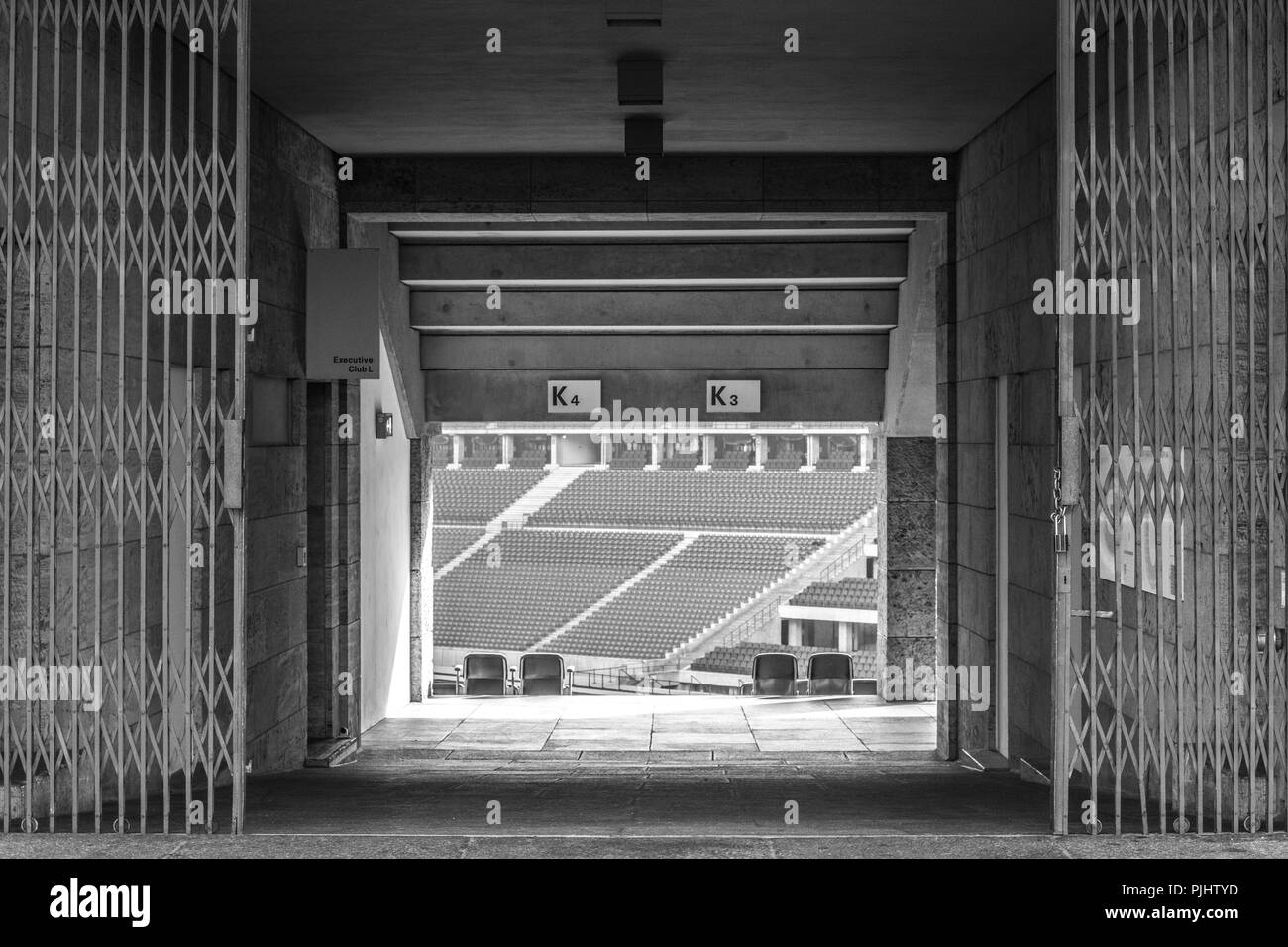 A gate in to the olympic stadium in Berlin Stock Photo