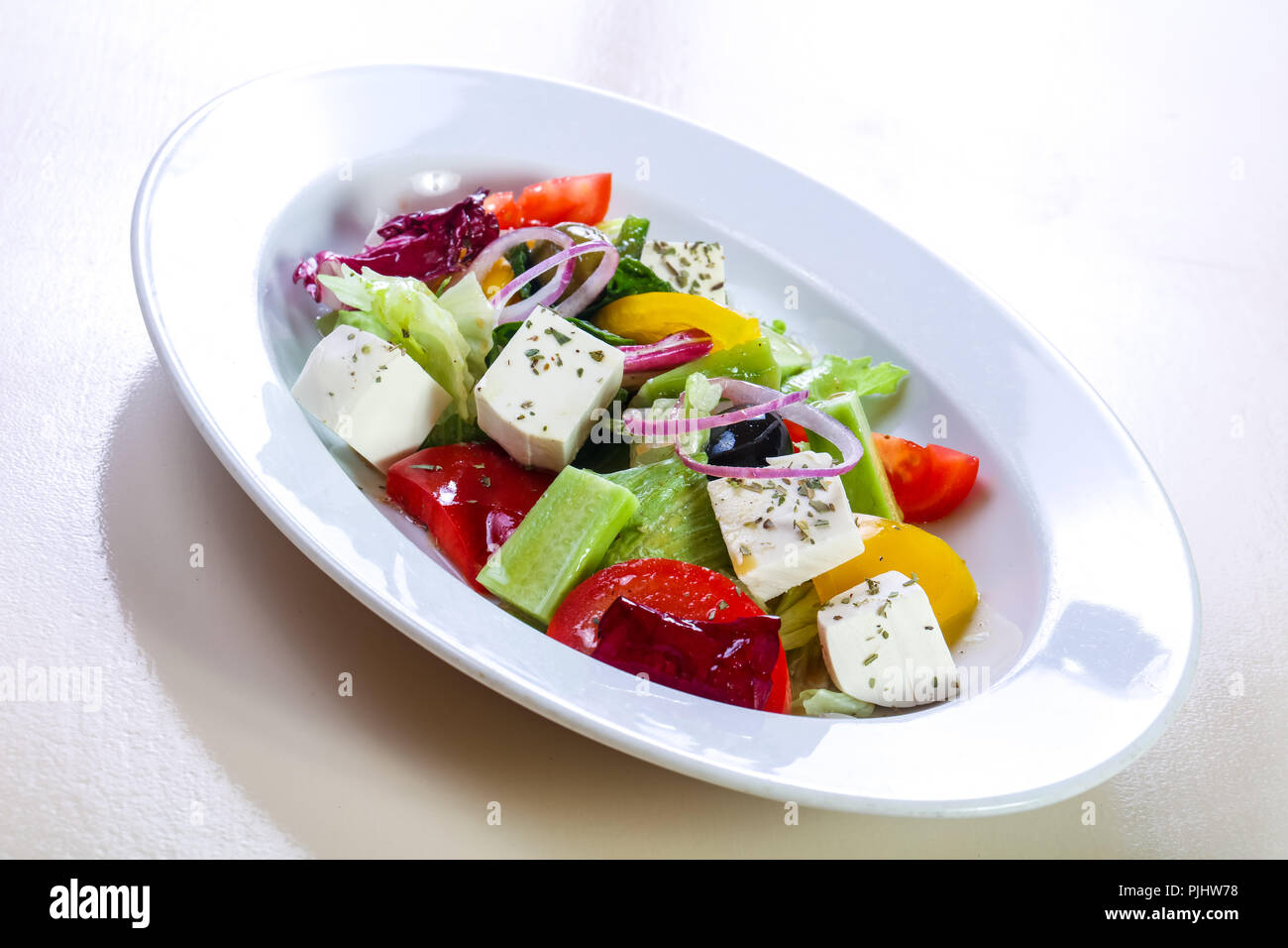 Traditional Greek salad with spices Stock Photo Alamy