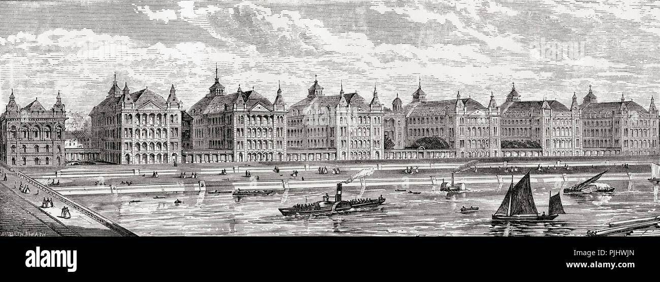 St. Thomas's Hospital, Lambeth, London, England in the 19th century.From London Pictures, published 1890. Stock Photo
