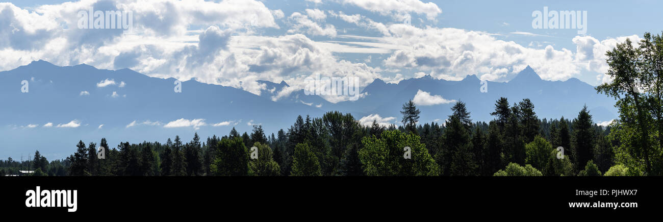 Morning mist over Canadian Rockies Stock Photo