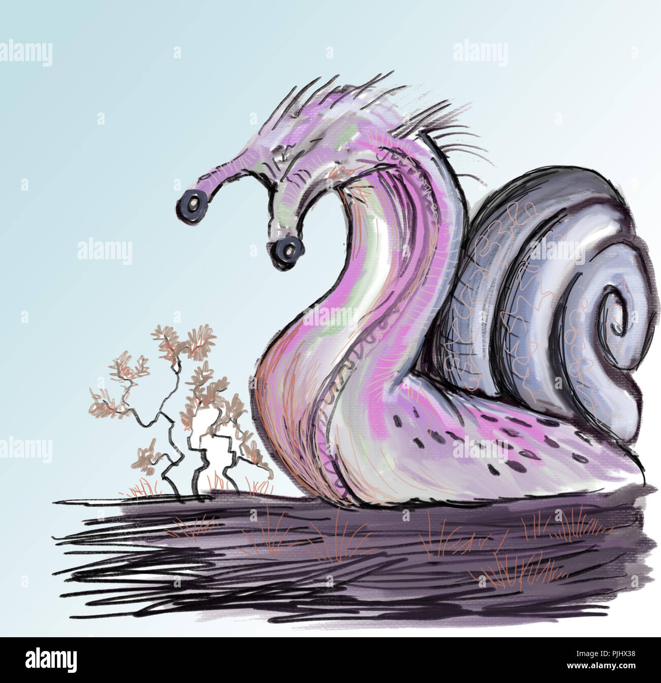 fantastical snail illustration Stock Photo