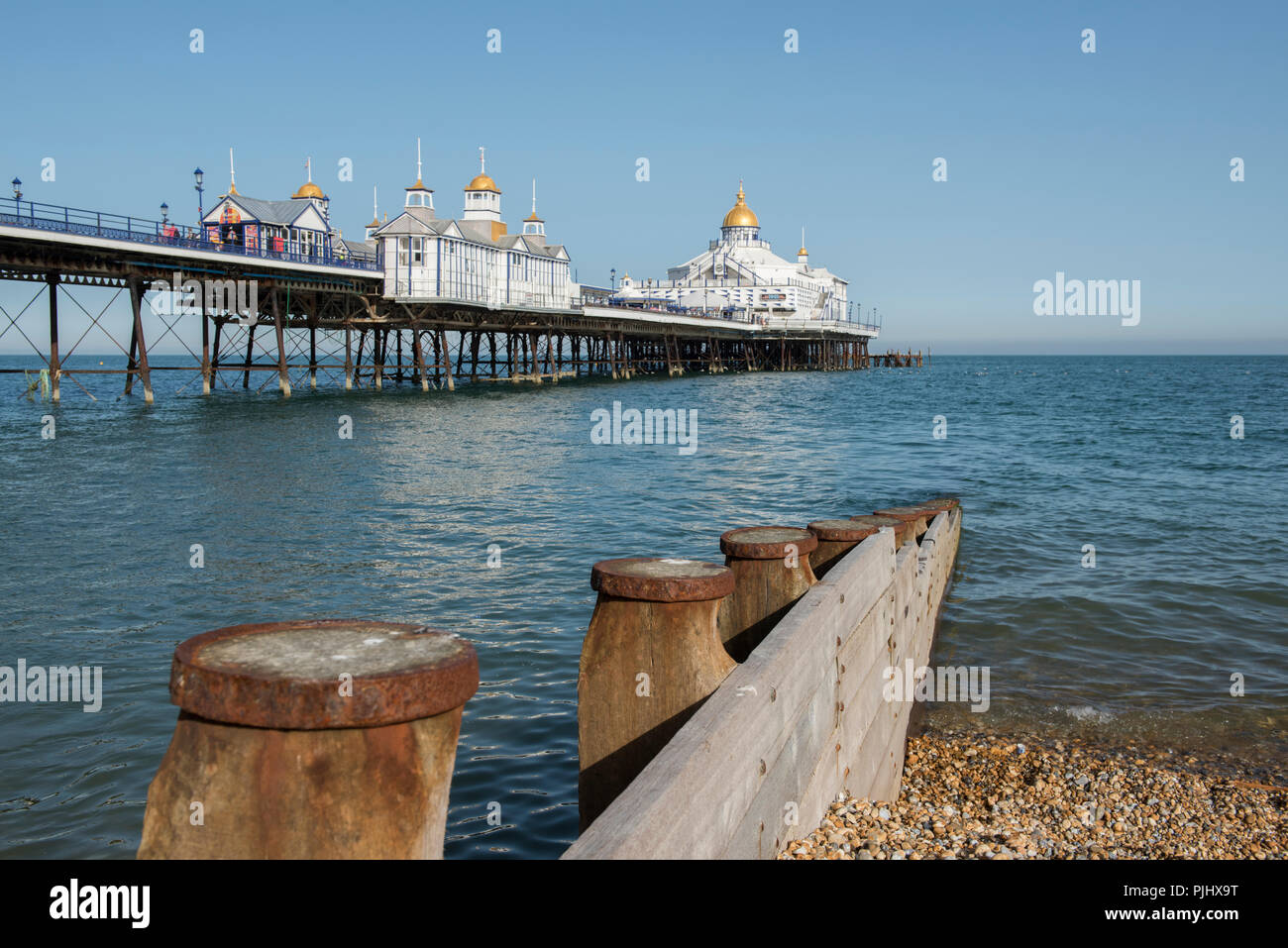 Eastbourne Pier, in the county of East Sussex on the south coast of England in the UK Stock Photo