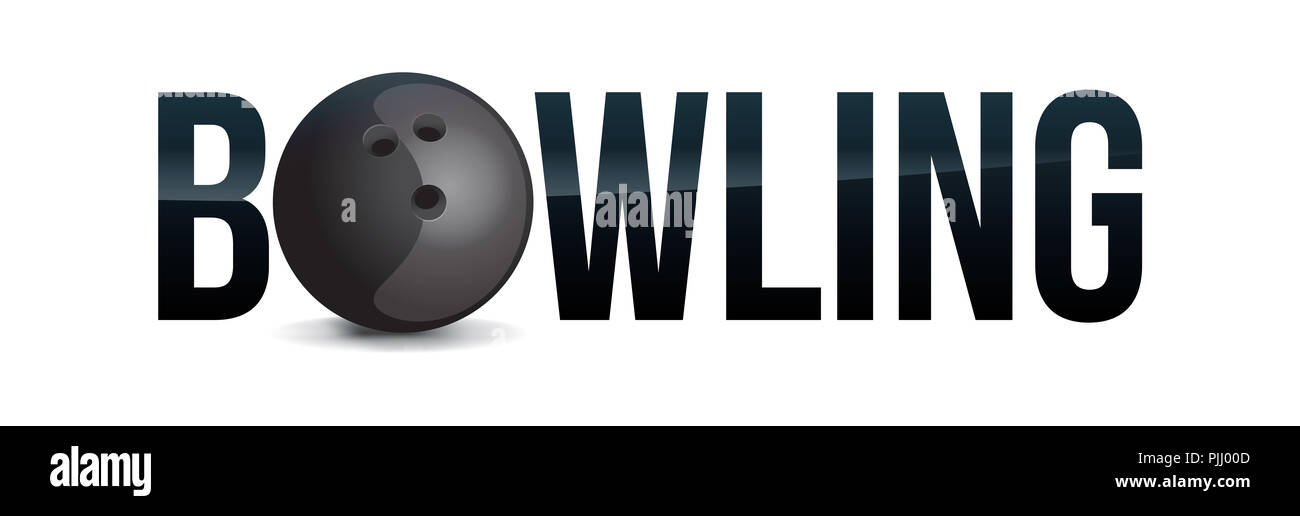 The word BOWLING concept with a ball on a white background illustration