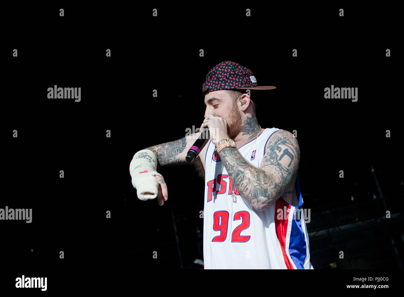 Wiz Khalifa and Mac Miller in concert at DTE Energy Music Theatre in ...