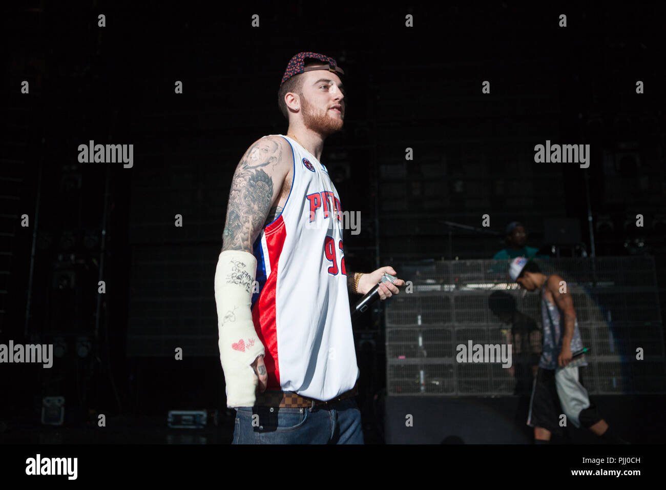 Wiz Khalifa and Mac Miller in concert at DTE Energy Music Theatre in ...