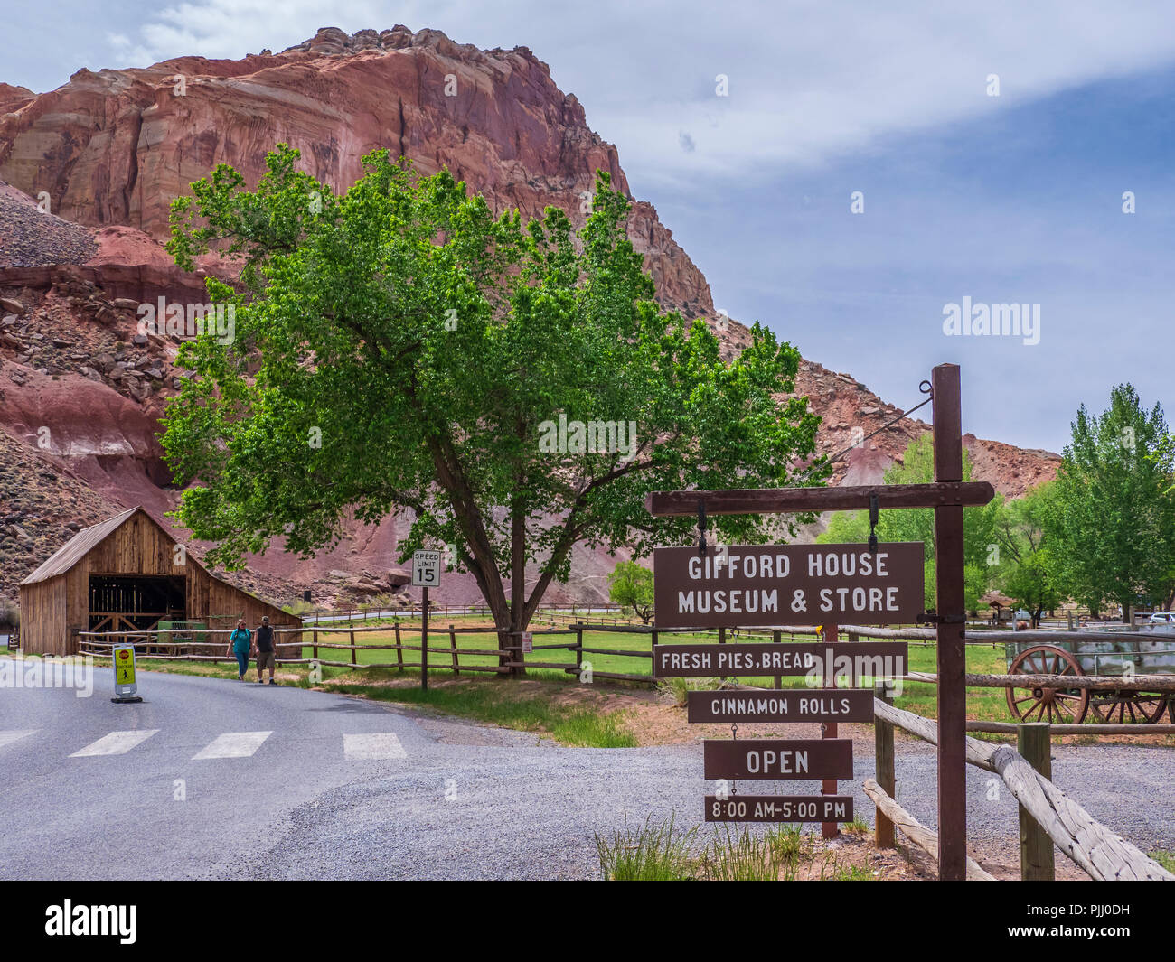 Sign outside the Gifford House, Capitol Reef National Park, Utah Stock