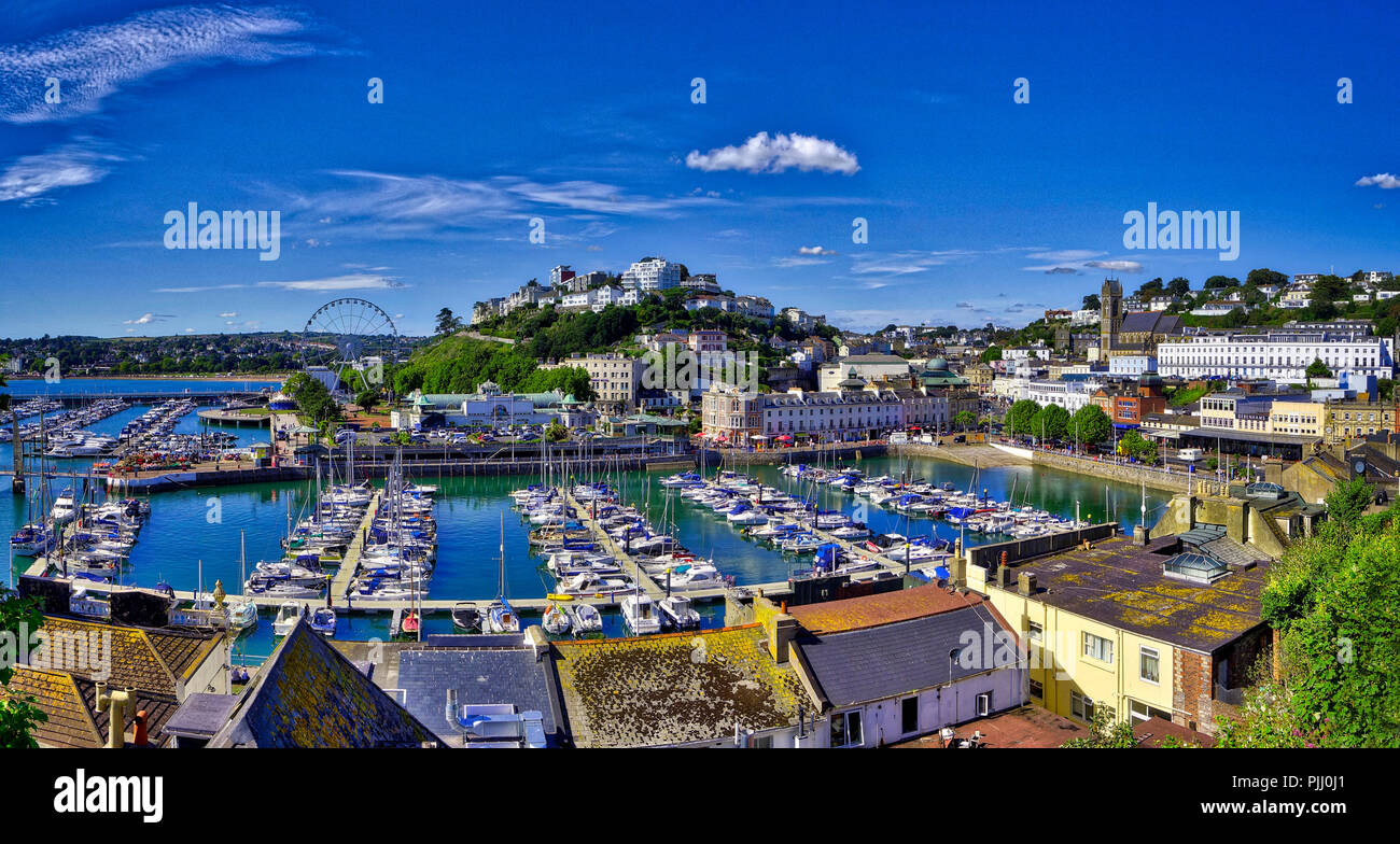 GB - DEVON: Panoramic view of Torquay harbour and town (HDR-Image) Stock Photo