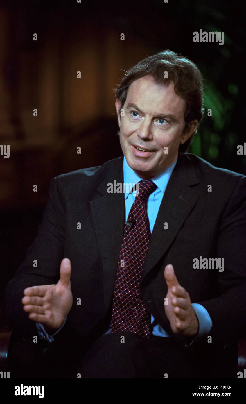 British Prime Minister Tony Blair discusses the ongoing conflict in