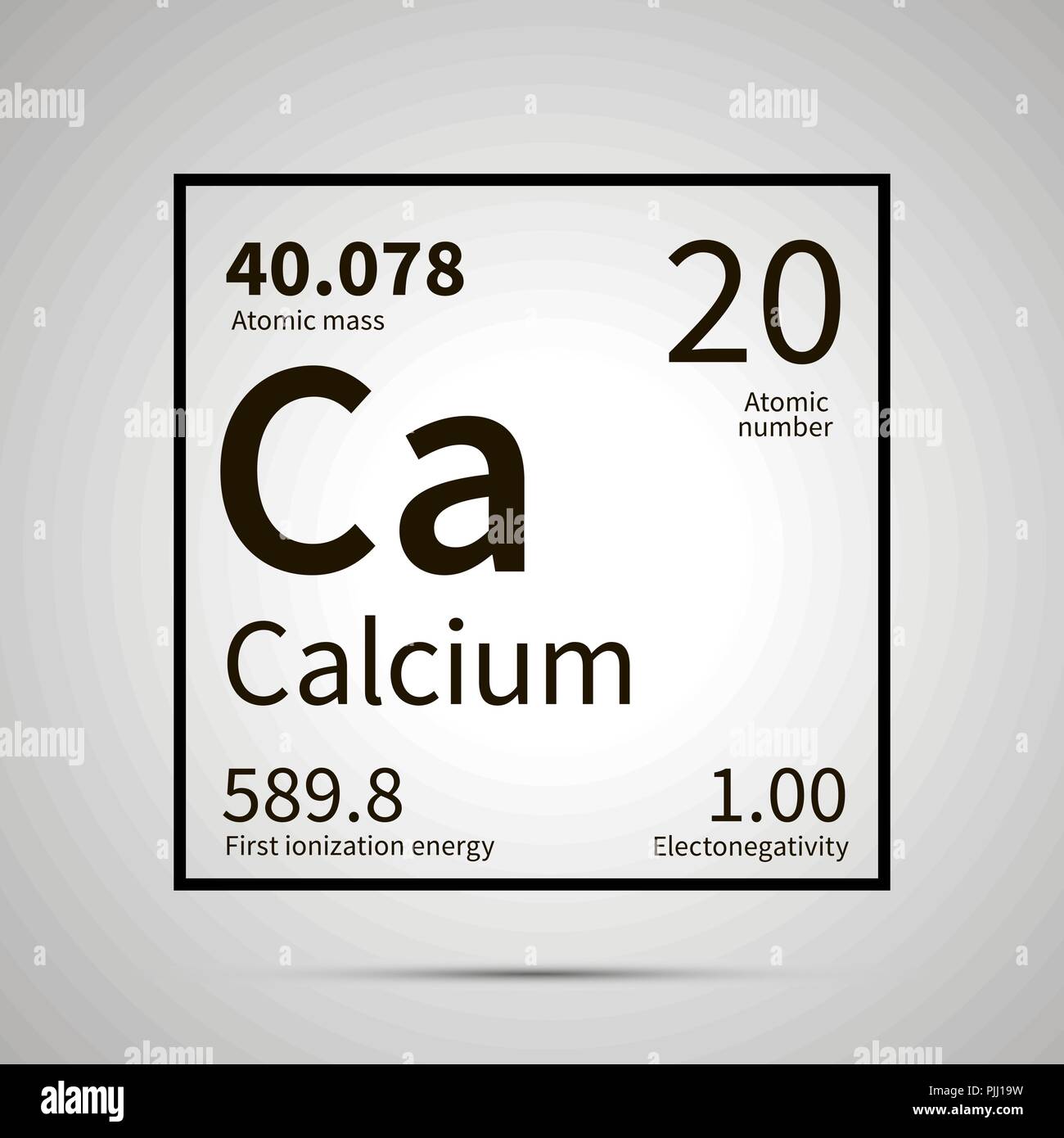 Cadmium Chemical Element With First Ionization Energy Atomic Mass And Electronegativity Values Simple Black Icon With Shadow On Gray Stock Vector Image Art Alamy