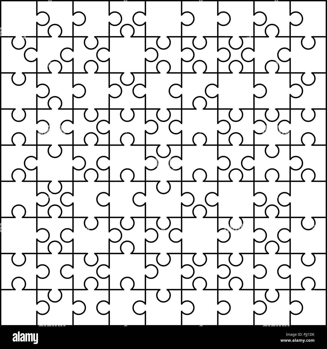 100 white puzzles pieces arranged in a square. Jigsaw Puzzle template ready  for print. Cutting guidelines isolated on white Stock Vector Image & Art -  Alamy