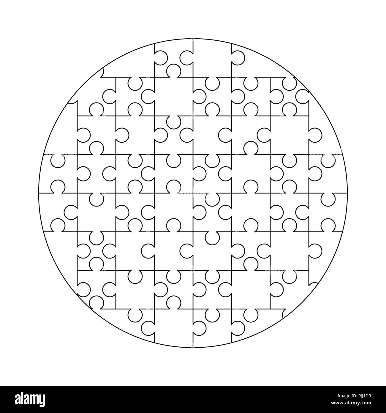 54 white puzzles pieces arranged in a rectangle shape jigsaw puzzle template ready for print cutting guidelines isolated on white stock vector image art alamy