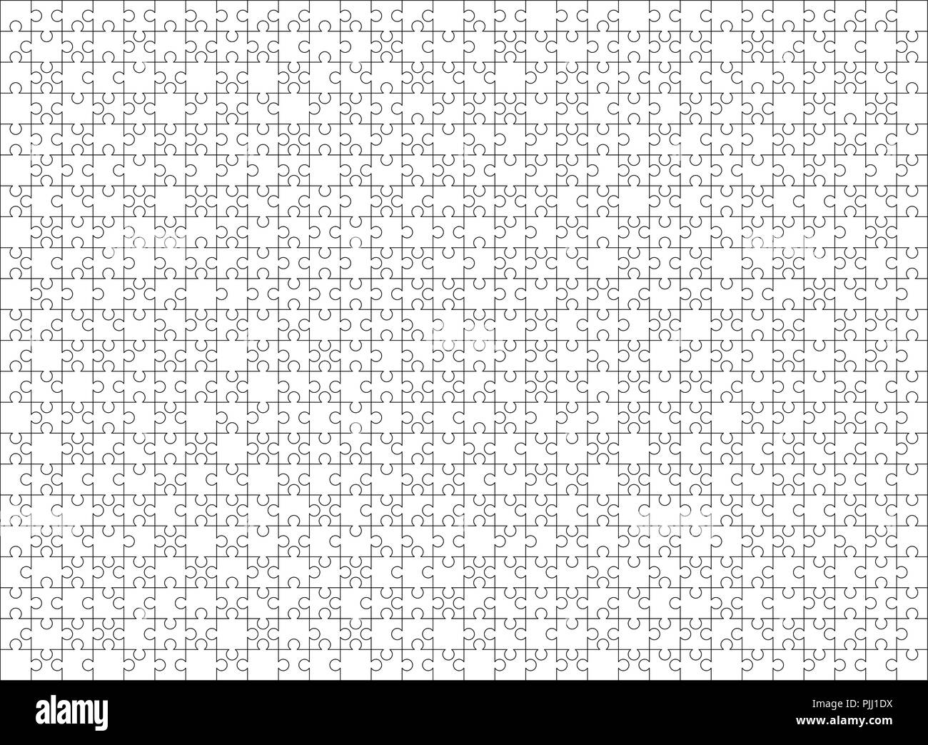 900 white puzzles pieces arranged in a square. Jigsaw Puzzle template ready  for print. Cutting guidelines isolated on white Stock Vector Image & Art -  Alamy