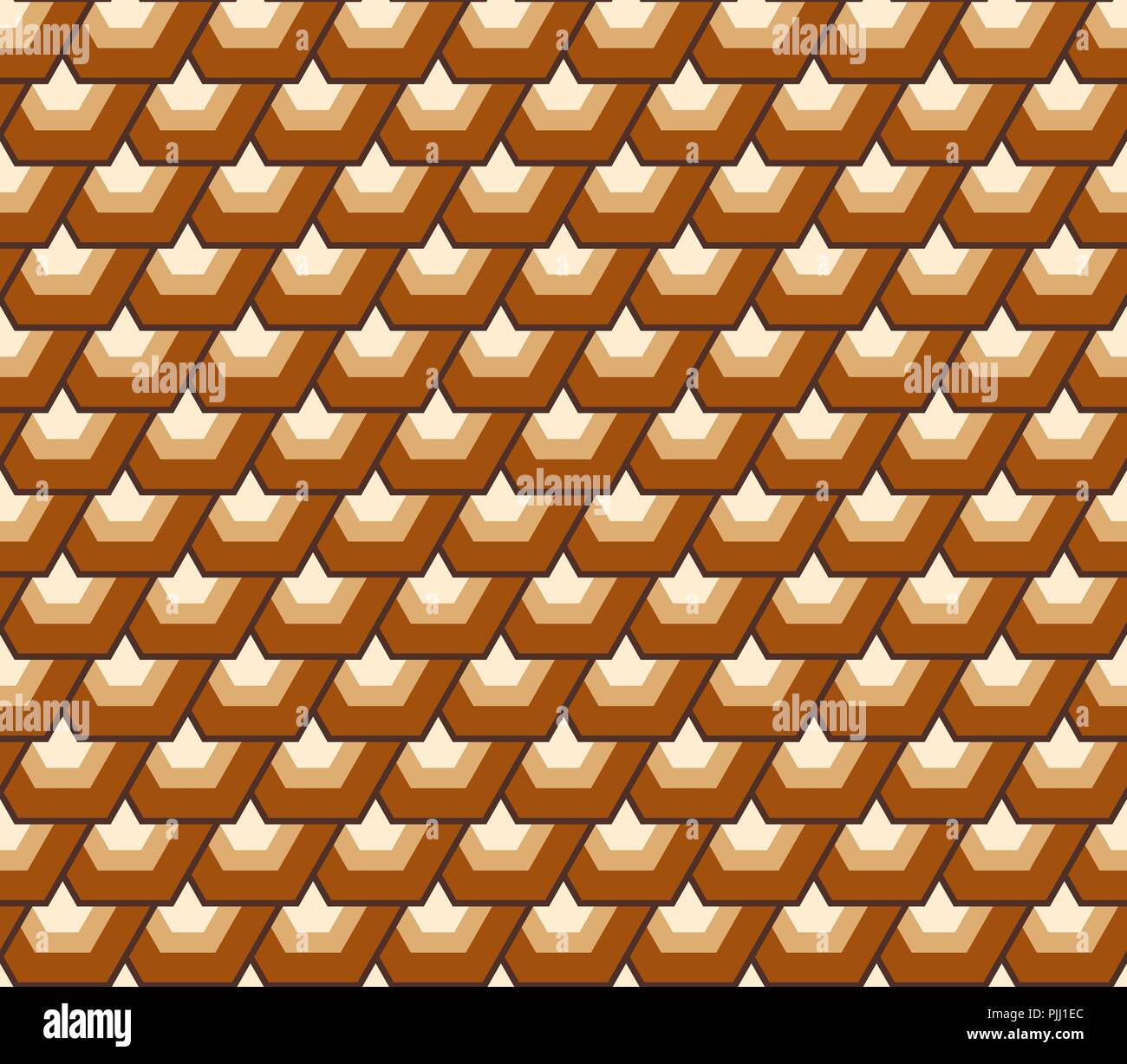 Hexagons on beige, abstract geometric pattern Stock Vector