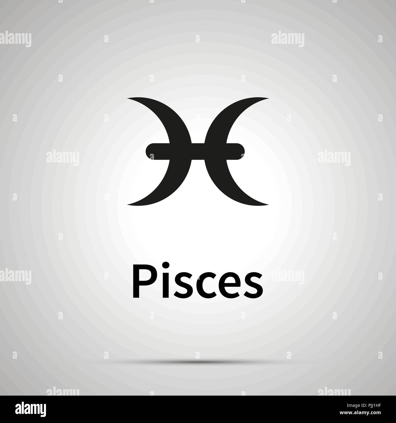 Pisces astronomical sign, simple black icon with shadow Stock Vector