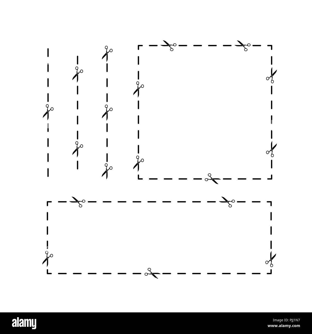 Simple black trim path with scissors Stock Vector Image & Art Alamy