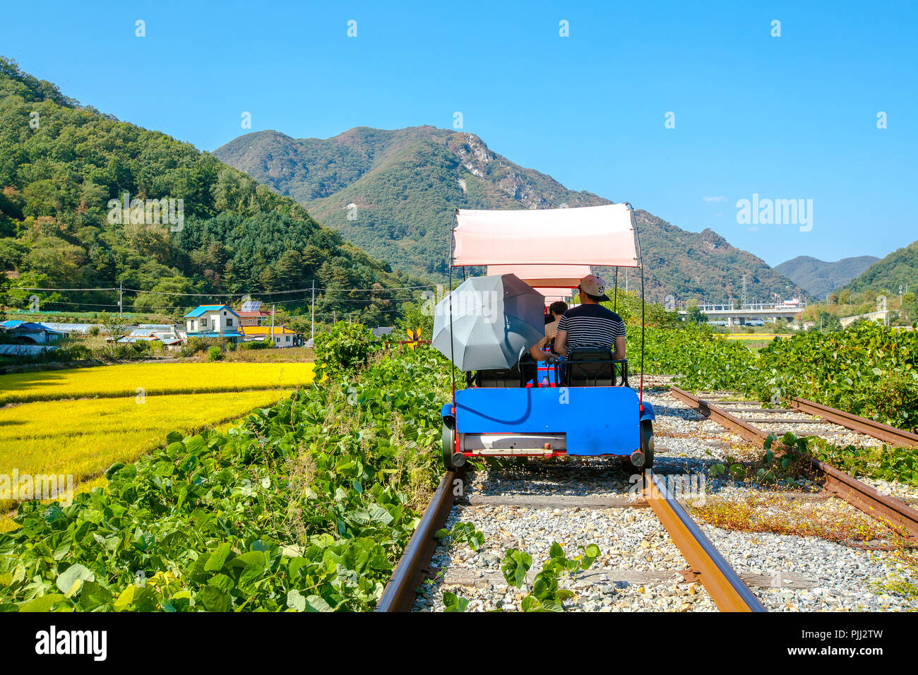 Chuncheon, Gangwondo / South Korea Gangchon Rail Bike Park Stock