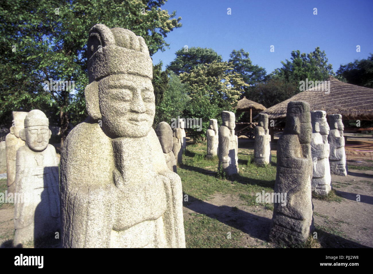 a korean stone sculptures Park in city centre of Seoul in South Korea in EastAasia. Southkorea