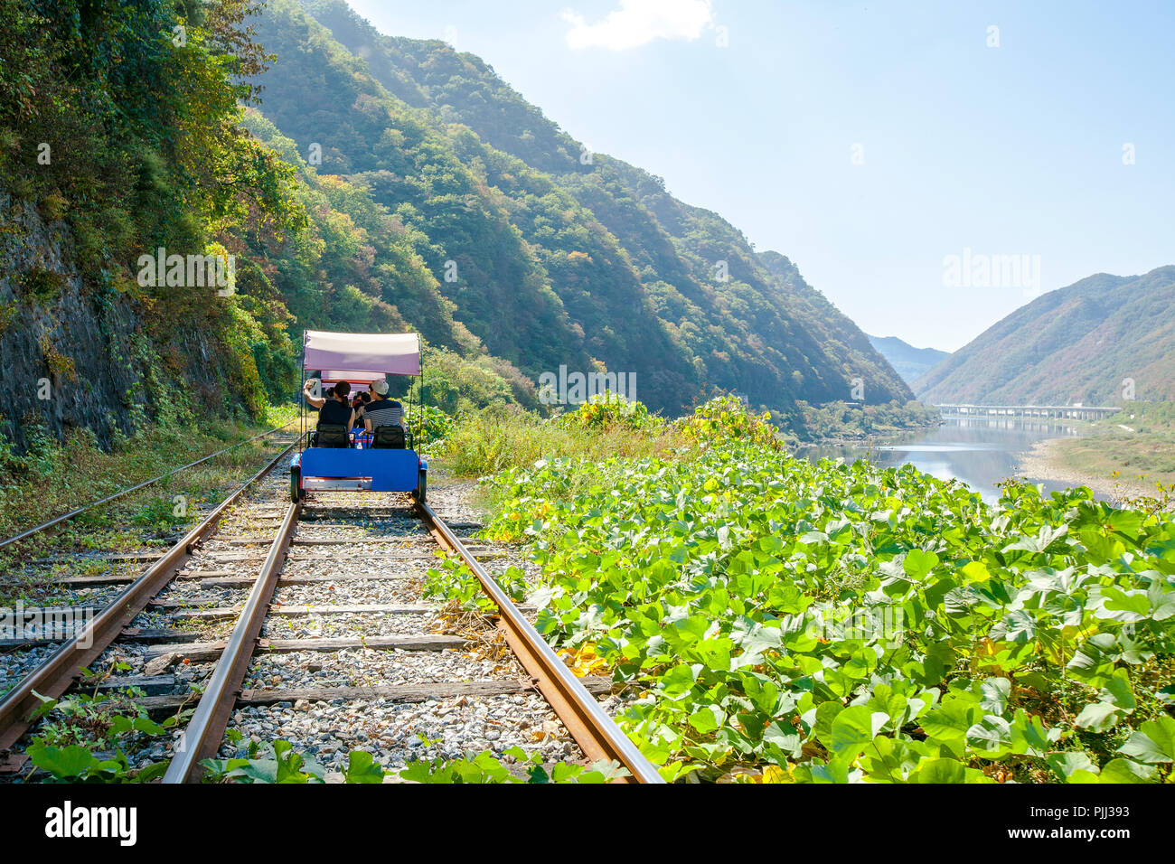 Chuncheon, Gangwondo / South Korea Gangchon Rail Bike Park Stock