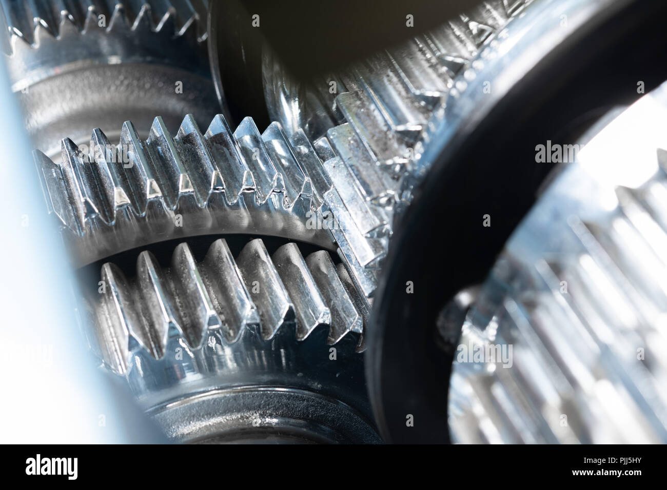 Close up of Chrome Gears. Stock Photo