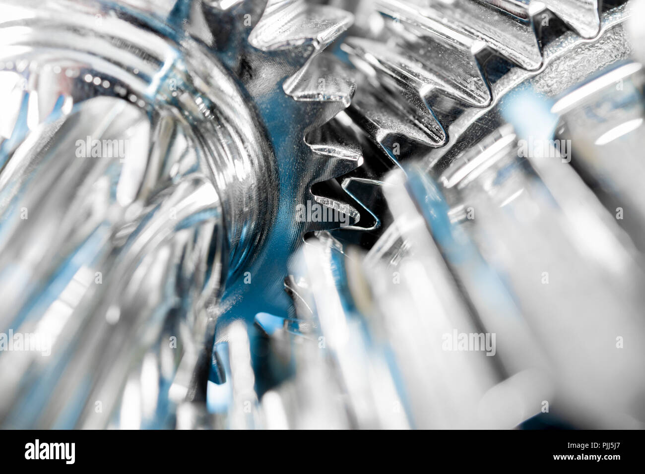 Close up of Chrome Gears. Stock Photo